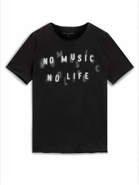 John Varvatos Black Short-Sleeve 'No Music No Life' Graphic Tee